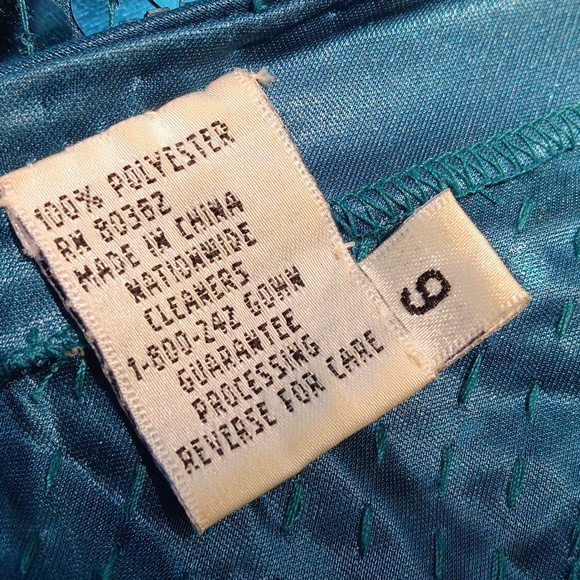 NITELINE by DELLA ROUFOGALI VINTAGE BLUE SEQUIN/STUDDED COLLAR COCKTAIL DRESS - Picture 17 of 17